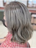 大人可愛い細かいハイライト/クールシルバーグレー/30代40代50代