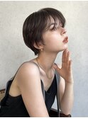 大人カジュアル_フルバングレッドブラウンハッシュカット_39309