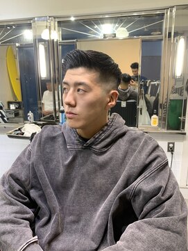 メリケンバーバーショップ フクオカ(MERICAN BARBERSHOP FUK) ハイライトマッシュパーマウルフアッシュブラック