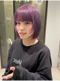 ミニボブ / お顔まわりカット / ハイトーンカラー / パープル