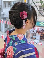 浴衣編み込みヘアアレンジ