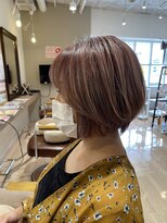 ハピエル ヘアークルー(HAPPYEL hair crew)&nbsp;髪質改善前下がりボブベージュ大人脱白髪染めハイライト