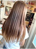 ロングストレート★シフォンベージュ