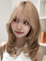 ヨロ 上野(YOLO)&nbsp;韓国風ミルクティーハッシュカットレイヤーカットブリーチ