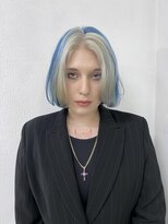 ヘアー アレス(hair ales) かきあげボブ フェイスフレーミング  ブルー ホワイトカラー