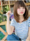 大人かわいい暖色系カラー鎖骨ミディアムc5大宮20代30代40代