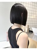 切りっぱなしボブ黒髪ボブタッセルボブ韓国風ボブ