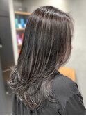 レイヤーカット細めハイライト白髪ぼかし海外レイヤー東京銀座