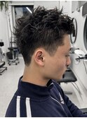 横浜アップバングスパイキーショートビジネスヘアフェード40代◆