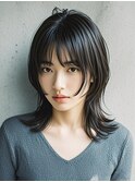 マッシュウルフボブパーマミルクティーベージュシルバーアッシュ