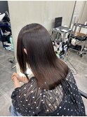 くびれヘア/暗めカラー/アプリコットオレンジ/縮毛矯正