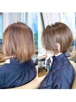 《30代、40代》白髪ぼかしハイライト×丸みとくびれショート