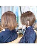 《30代、40代》白髪ぼかしハイライト×丸みとくびれショート