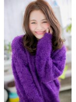 ミック ヘアアンドメイク アップ 駒込店(miq Hair&Make up)&nbsp;センターパートｘピンクブラウン抜け感セミディc1