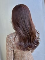 エアーアオヤマ(air-AOYAMA) ブリーチなしピンクベージュカラー艶髪ロングレイヤー