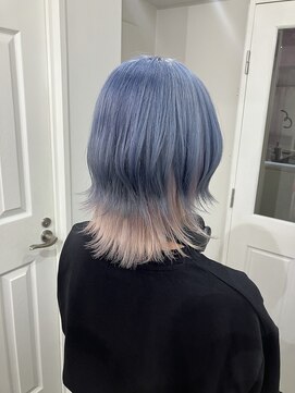 ゲーム 渋谷店(GAME) ブリーチダブルカラーブルーグレー派手髪インナーカラー