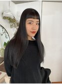 グレージュカラー/オン眉/暗髪カラー/ヘアカラー/ブルーブラック