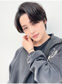 毛流れハンサムショートセンターパートメンズ黒髪爽やか