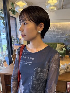 ヘア プロデュース キュオン(hair produce CUEON.) 丸みショート×ボルドーカラー