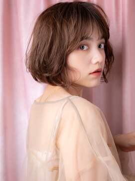 カバーヘア イヴ 戸頭店(COVER HAIR EVE) ココアブラウンくせ毛風抜け感AラインボブパーマY戸頭20代30代