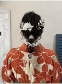 emue京都◇紐アレンジ編みこみ成人式ヘアセット アレンジ◇中島