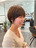 大人ラフウェーブ外ハネボブダークブラウンスウィングショート