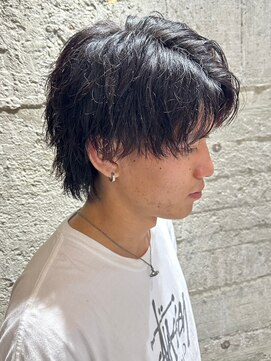 ニアウ 伊勢崎連取店(Niau) センターパートマッシュウルフメンズカットソフトツイストパーマ