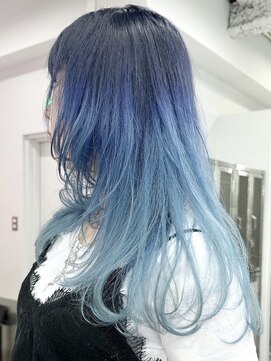 ウィコ 新宿(WICO) ブルーグラデーション[新宿駅/斜めバング/グレージュカラー]