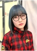 【天神】切りっぱなしボブ×ブルーグレー