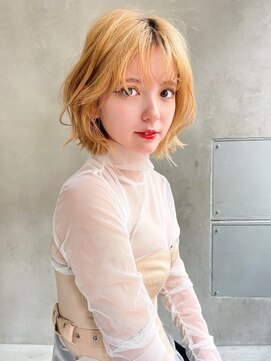 テイラー(Taylor) 【Taylor 大宮】ホワイトオレンジ×くびれ巻きボブ