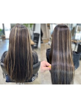 ブリーチ毛OKの縮毛矯正×業界最長持ち髪質改善で、シルクのような艶髪に。朝6時～営業中！