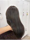 韓国顔まわりレイヤーカットグレージュオリーブベージュブラウン