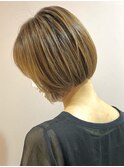ぱつっとコンパクトボブ★ハイライト★髪質改善★マロンベージュ