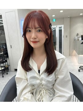 ロンド マーレ 天神大名店(Lond mare) ピンクブラウン/暖色カラー/カシスピンク/韓国ヘア/顔周りカット