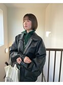 ボブパーマ/黒髪パーマ/切りっぱなしボブ/ショートボブ
