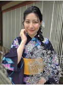 浴衣ヘア　サイド　編みおろし