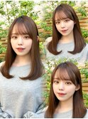 20代30代40代◎前髪パーマ韓国風巻きくすみベージュお団子ヘア