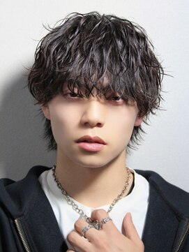 アイトーキョー 福岡(AI TOKYO) 縦落ちルーズウェーブマッシュウルフ/ブルーブラック