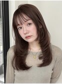 ロングレイヤー/ハッシュカット/ココアブラウン/透明感カラー