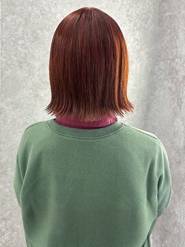 アイリス 天文館店(AIRIS) オレンジブラウン 外ハネボブ ストレート 髪質改善 暖色カラー