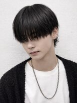 エイド 本店(aid)&nbsp;前下がりシースルーマッシュ黒髪ショート束感メンズウルフ