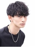 ソフトツイストパーマサイドパートマッシュウルフ