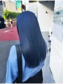 髪質改善　ブリーチダブルカラー　ネイビー