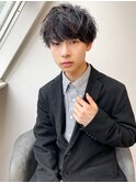 20代30代韓流☆ツイストパーマショートマッシュアッシュブラック