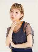 ミディアムヘア/斜めバング/グレージュカラー/新宿駅