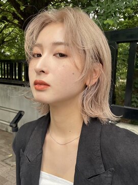 サンク 原宿 表参道(cinq) 顔まわりレイヤーカット長めボブショートボブダブルカラー韓国