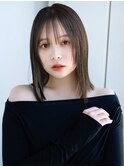 ぱっつん前髪薄めバングフェイスレイヤーシンプルストレート小顔