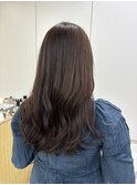 韓国顔まわりレイヤーカットグレージュオリーブベージュブラウン