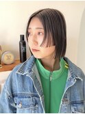 切りっぱなしボブ/アンブレラカラー/ミルクティーベージュ