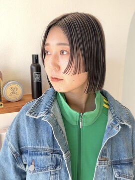 アエル(aeru) 切りっぱなしボブ/アンブレラカラー/ミルクティーベージュ